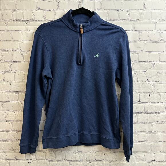 johnnie-O Tops - Johnnie-O Blue Quarter Zip Atlanta Braves Embroidered Women's Medium